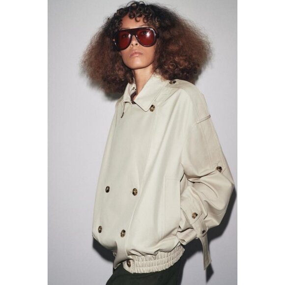 ZARA ZW COLLECTION WATER-REPELLENT SHORT TRENCH COAT - Picture 7 of 12